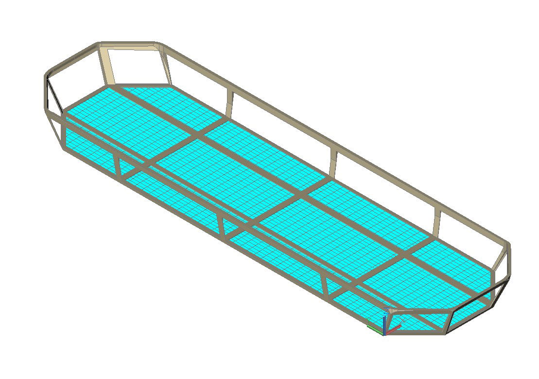 Fixed stretcher 3d elevation cad block details dwg file