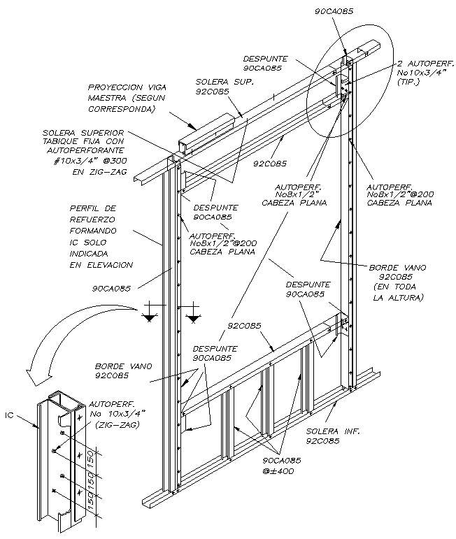 Fixed Partition with self drilling DWG AutoCAD File
