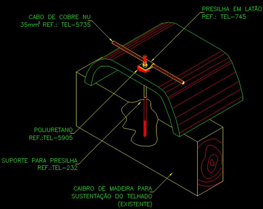 Fixing of copper cable to ceramic tile detail drawing