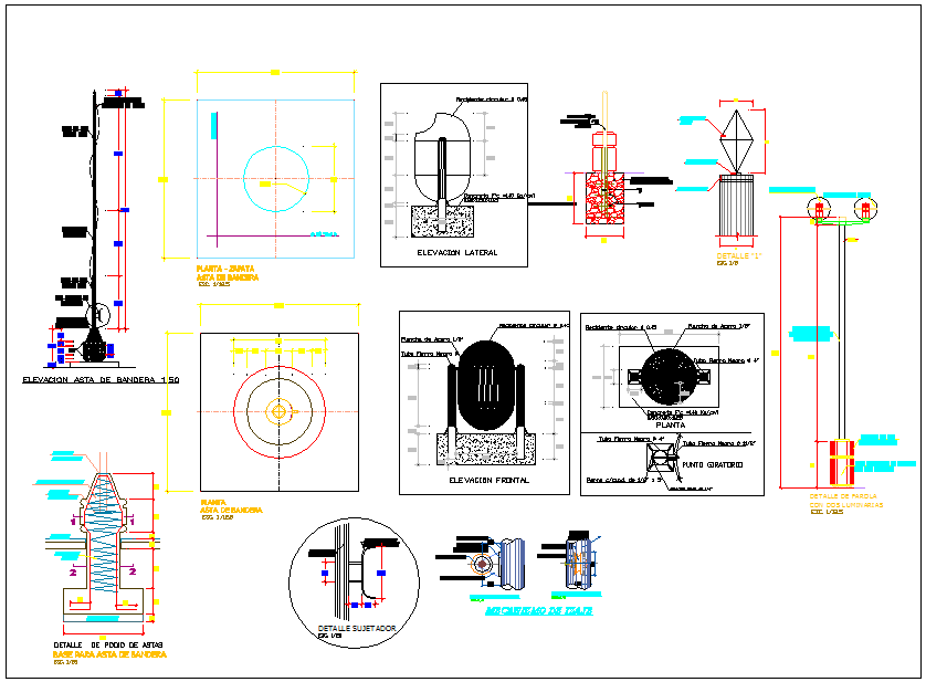 Flag pole detail dwg file