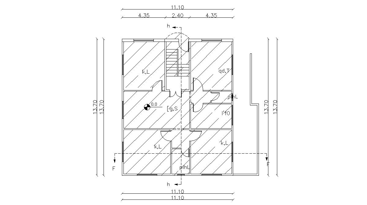 Flat Building Design With Dimension AutoCAD File