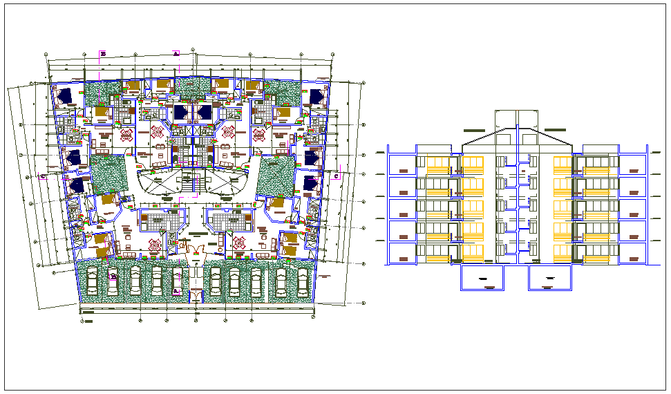 Flat design with plan and elevation