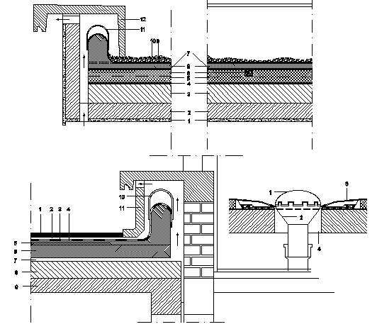Flat roof construction details of building dwg file