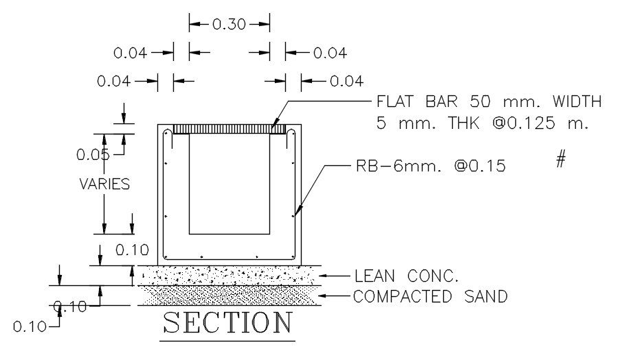Flat Reinforcement bar section details are given in this AutoCAD DWG drawing. Download the AutoCAD 2D DWG file.