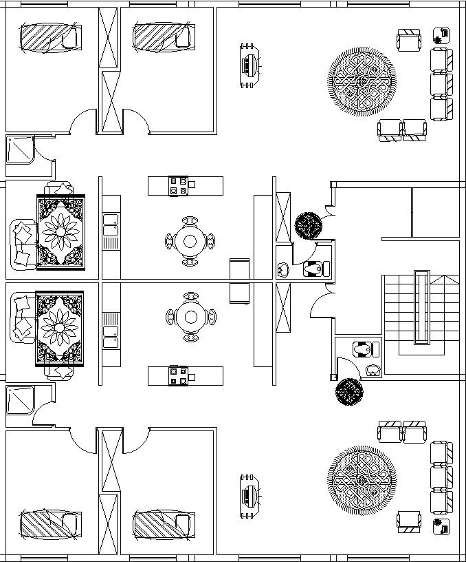Flat design with floor plan in detail AutoCAD drawing, CAD file, dwg file