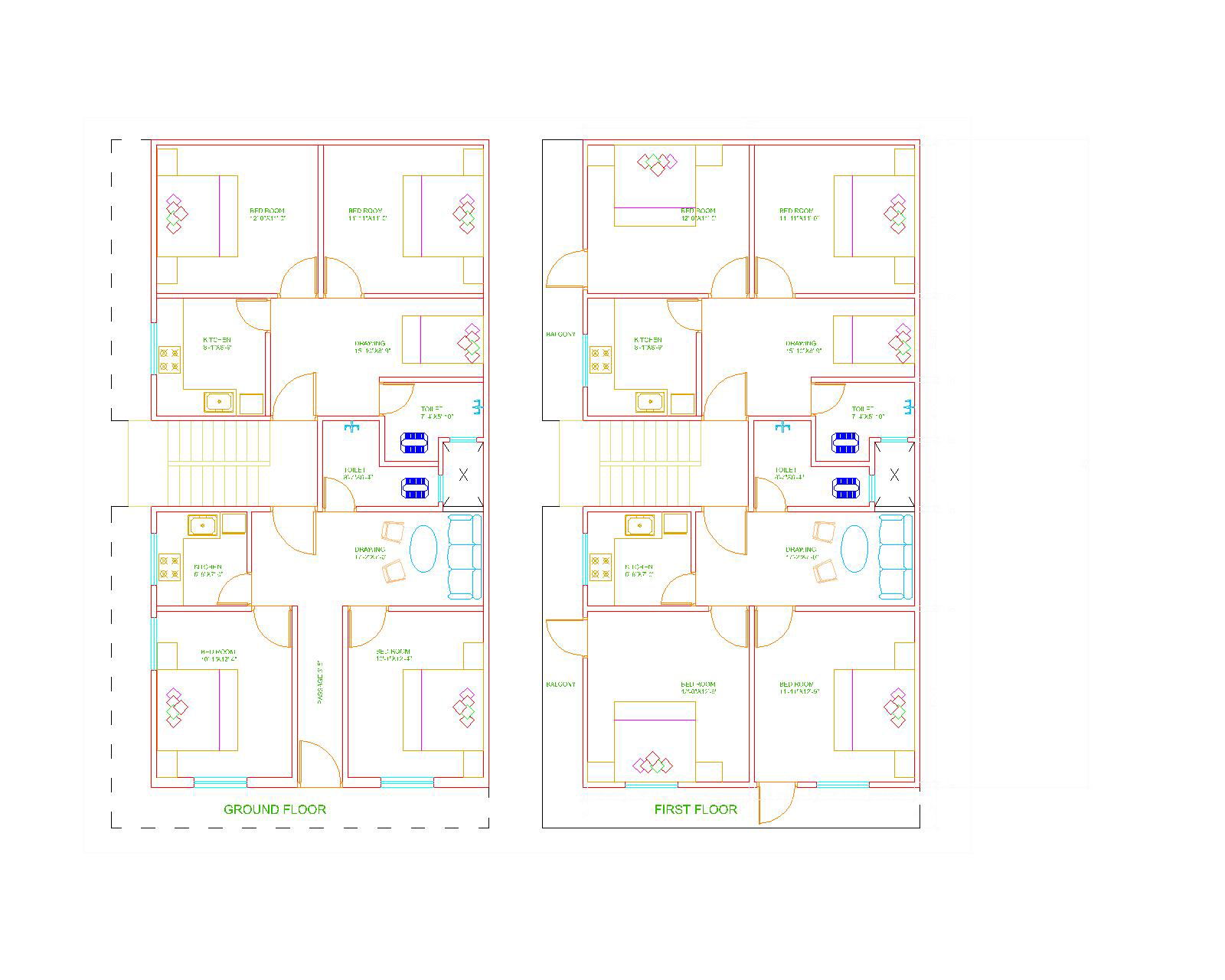 Floor Plan G+1 Residential Building