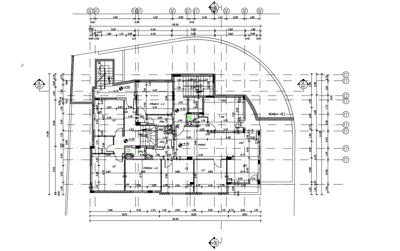 Floor Plan Of Apartment Design With Column Demarcation