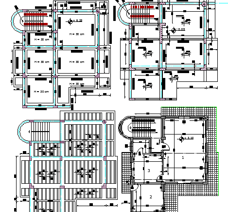 Floor Plan of Apartment Building and Office dwg file