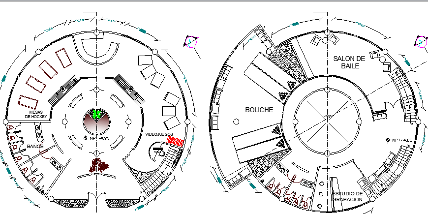 Floor Plan of Beach Side Club House Design dwg file