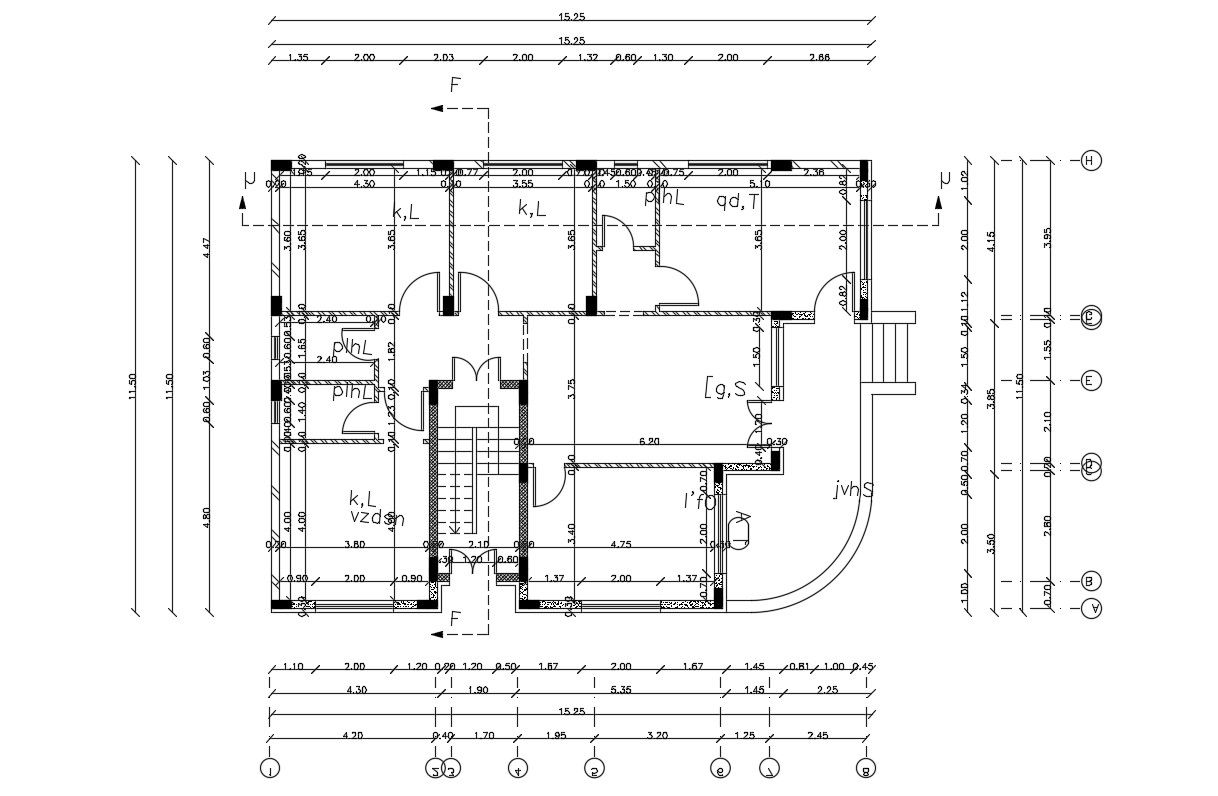 Floor Plan of House Bungalow Layout With Working Dimension CAD DWG file