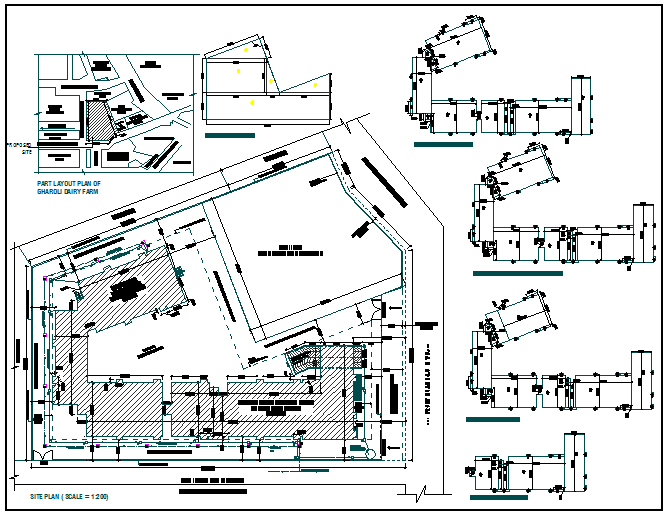 Floor area diagram with site plan of school dwg file
