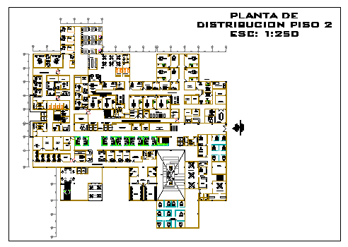 Floor distribution plant of Hospital design drawing