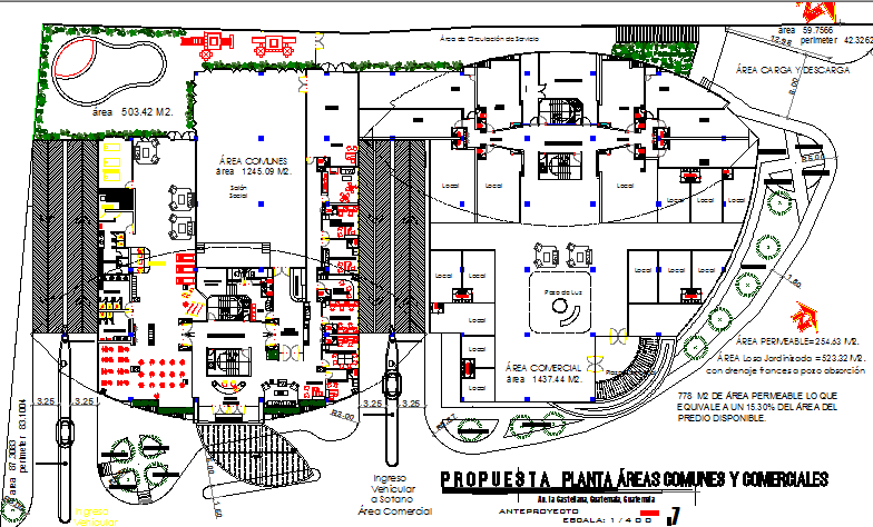 Floor layout plan details of high rise corporate building dwg file