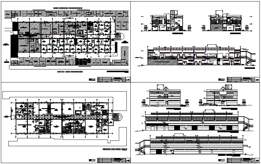 Floor plan,sectional view and elevation view of hospital design dwg file