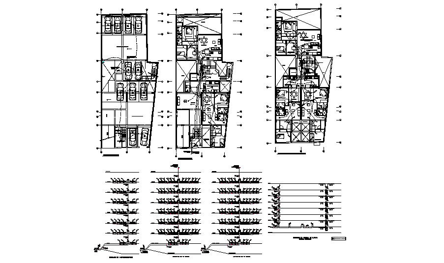 Floor plan and electrical layout plan details of apartment building dwg file
