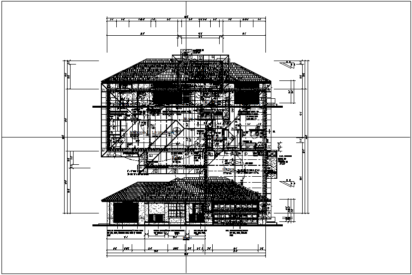 Floor plan and front view of house dwg file
