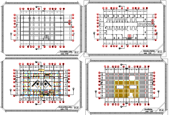Floor plan and general plan details of office building dwg file