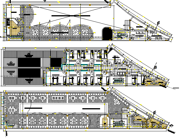 Floor plan and structure details of multi-flooring hotel dwg file