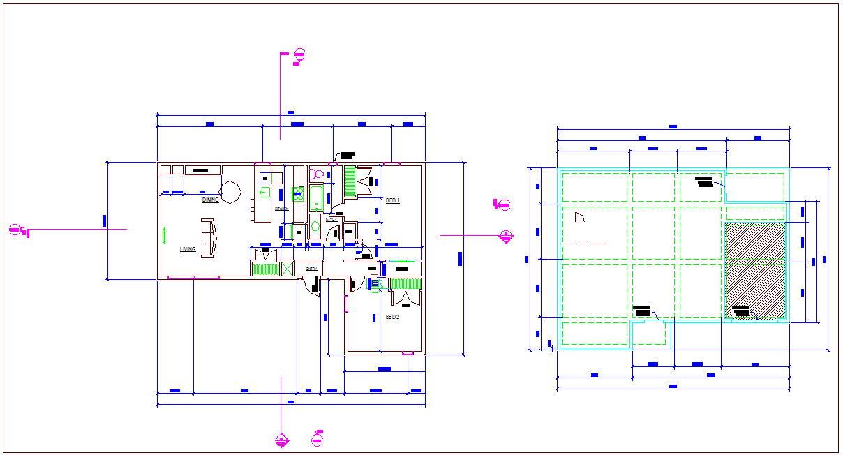 Floor plan design view for residential area dwg file
