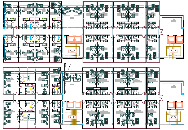 Floor plan details of Multi-flooring three star hotel dwg file