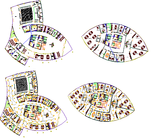 Floor plan details of corporate office building dwg file