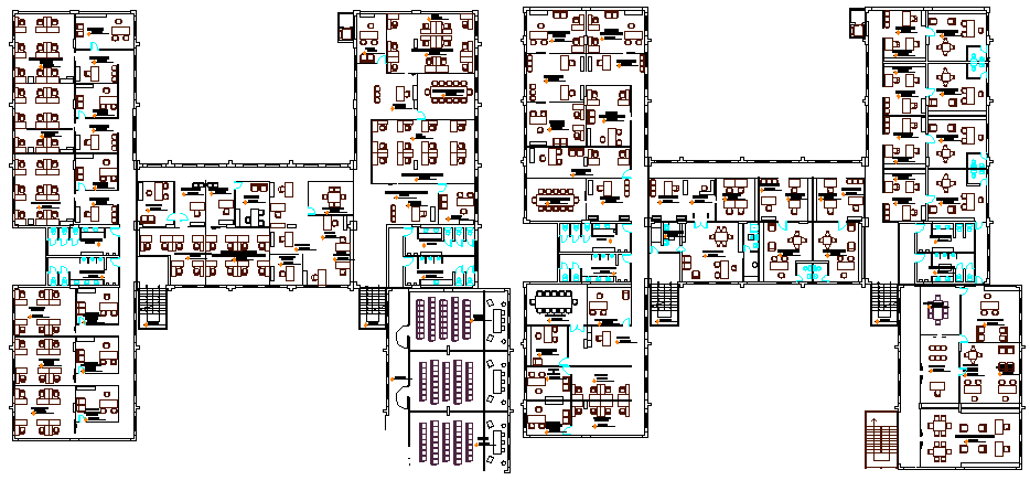 Floor plan details of multi-flooring city court dwg file