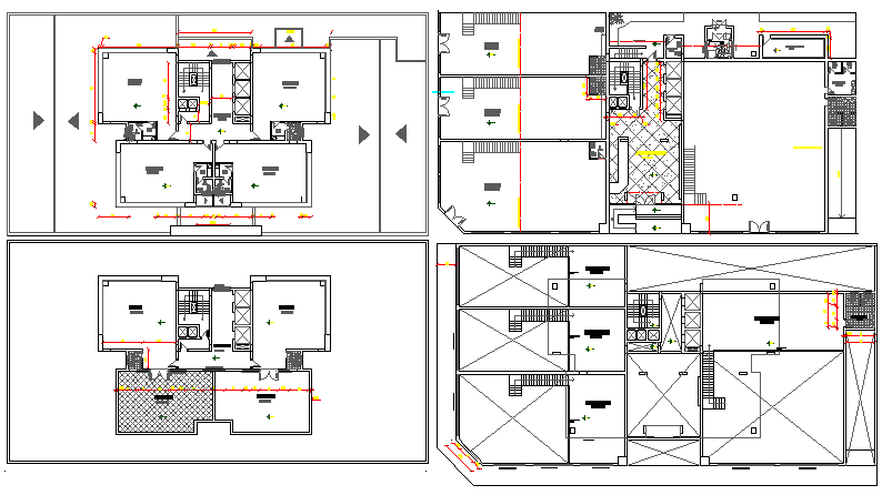 Floor plan details of multi-flooring commercial building dwg file