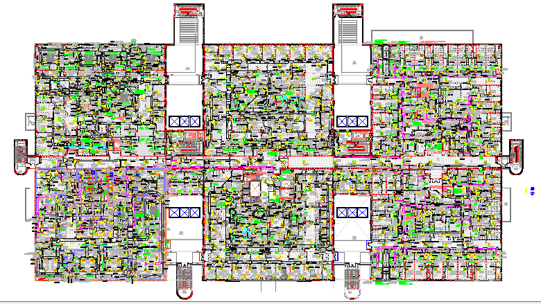 Floor plan details of residential housing building dwg file