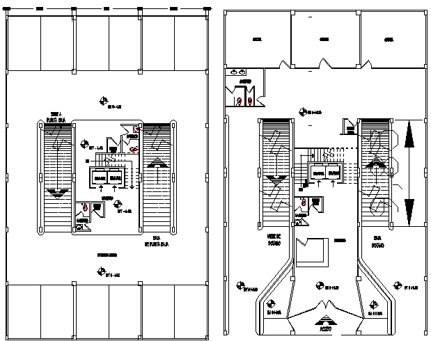 Floor plan details of two flooring corporate office dwg file