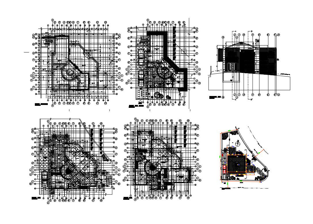 Floor plan layout and cover plan details of luxuries bungalow dwg file