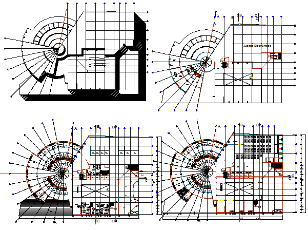 Floor plan layout details of all floors of shopping mall dwg file