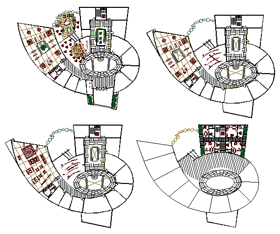 Floor plan layout details of corporate building dwg file