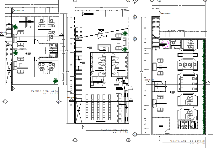 Floor plan layout details of government office building dwg file