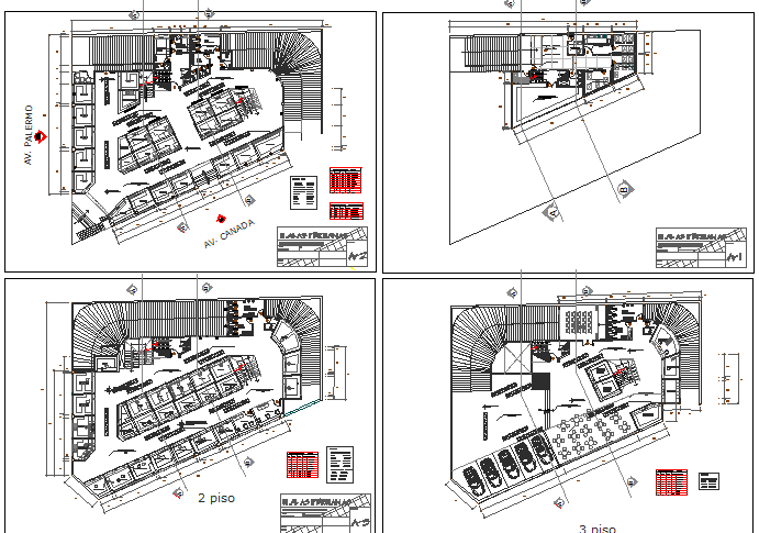 Floor plan layout details of local shopping center dwg file