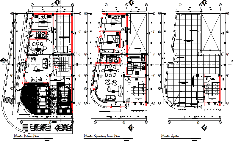 Floor plan layout details of multi-family housing building dwg file