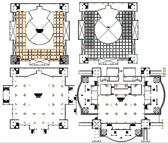 Floor plan layout details of religious mosque dwg file