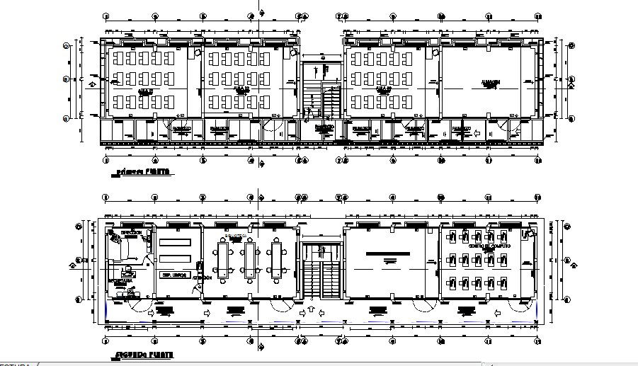 Floor plan layout details of school building dwg file