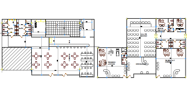 Floor plan layout details of terminal shopping mall project dwg file