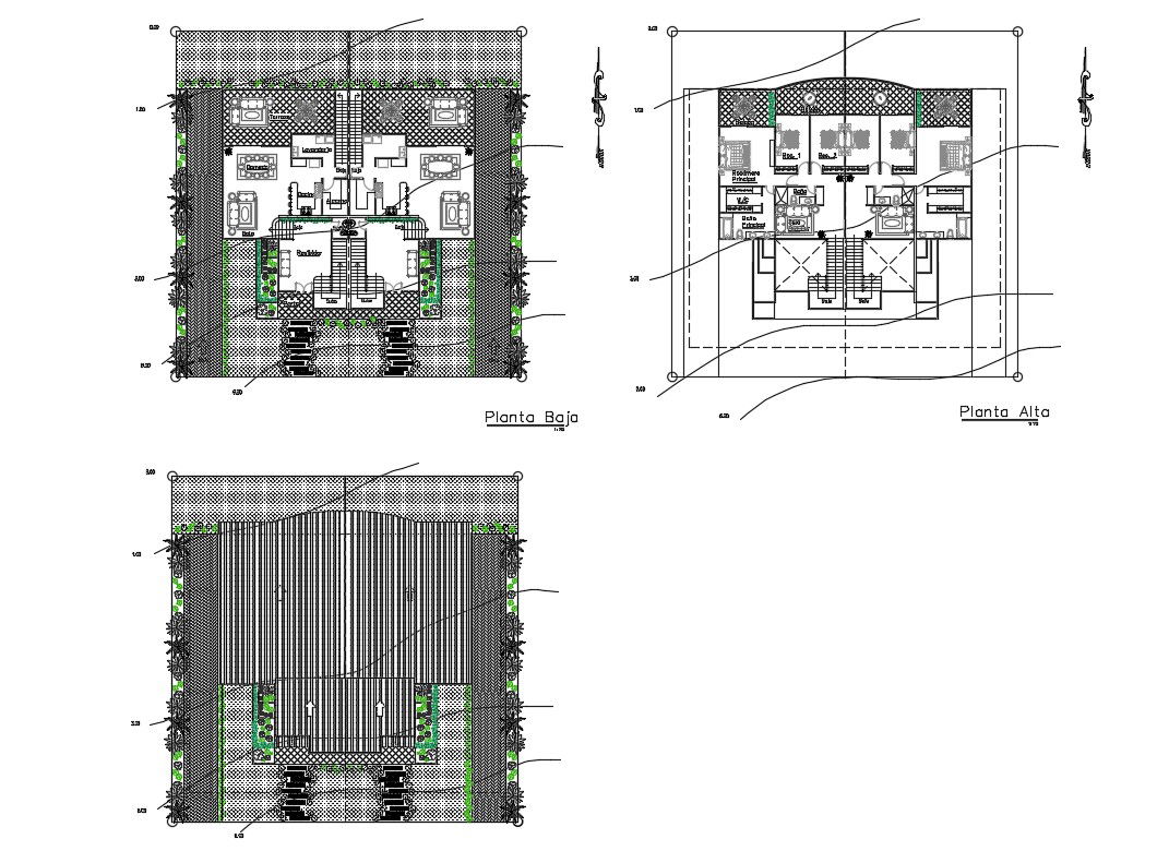 Floor plan layout details of twin duplex house dwg file