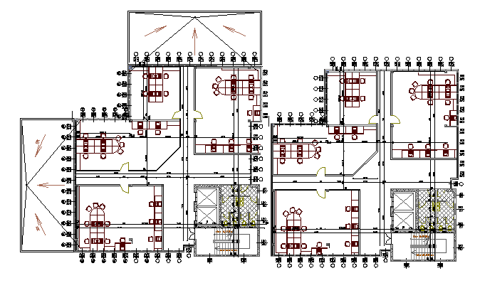 Floor plan layout of exhibition business center dwg file