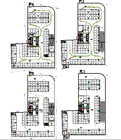Floor plan layout of multi-flooring office building dwg file