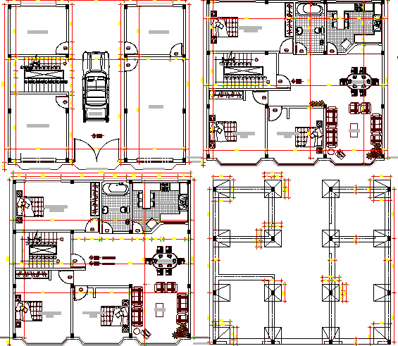 Floor plan layout of multi-flooring office building dwg file