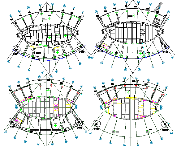 Floor plan layout of office tower Kuwait dwg file