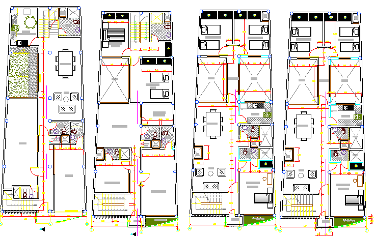Floor plan layout plan of multi-family residential building dwg file