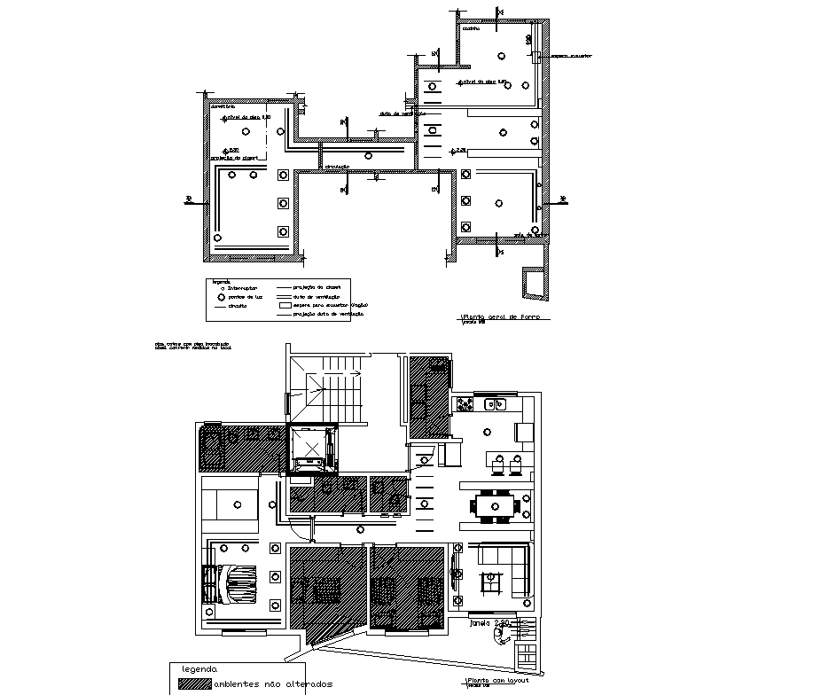 Floor plan of Residential house with Electric layout in Autocad