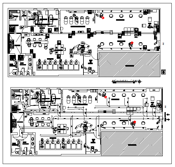 Floor plan of a Beauty Salon dwg file