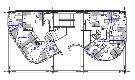 Floor plan of a corporate office dwg file