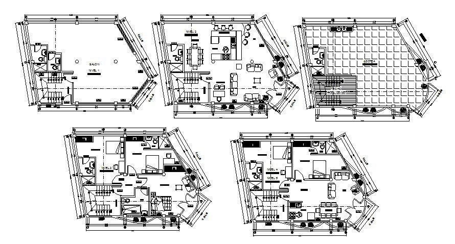 Floor plan of a residential home with detail dimension in dwg file