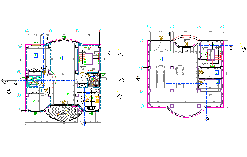 Floor plan of apartment with single line view of PVC line dwg file