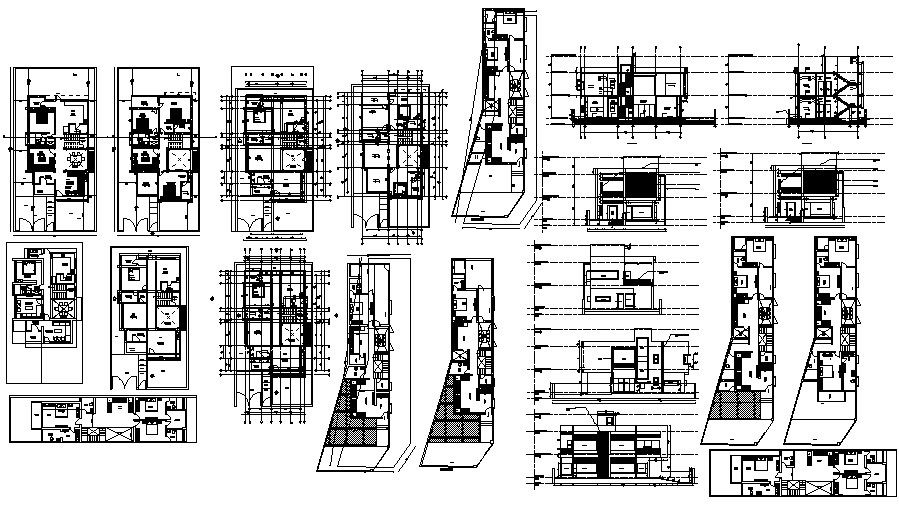 Floor plan of house 30'6'' x 50'6'' with elevation and section in dwg file